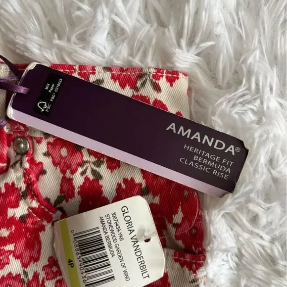 Gloria Vanderbilt Floral Jean Shorts Amanda Heritage Fit Bermuda Classic Rise 4P - Picture 6 of 10